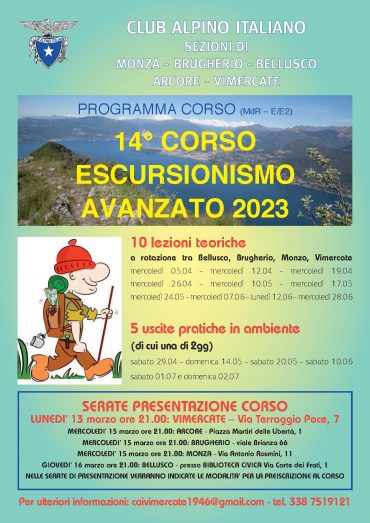 14° CORSO ESCURSIONISMO AVANZATO – 2023