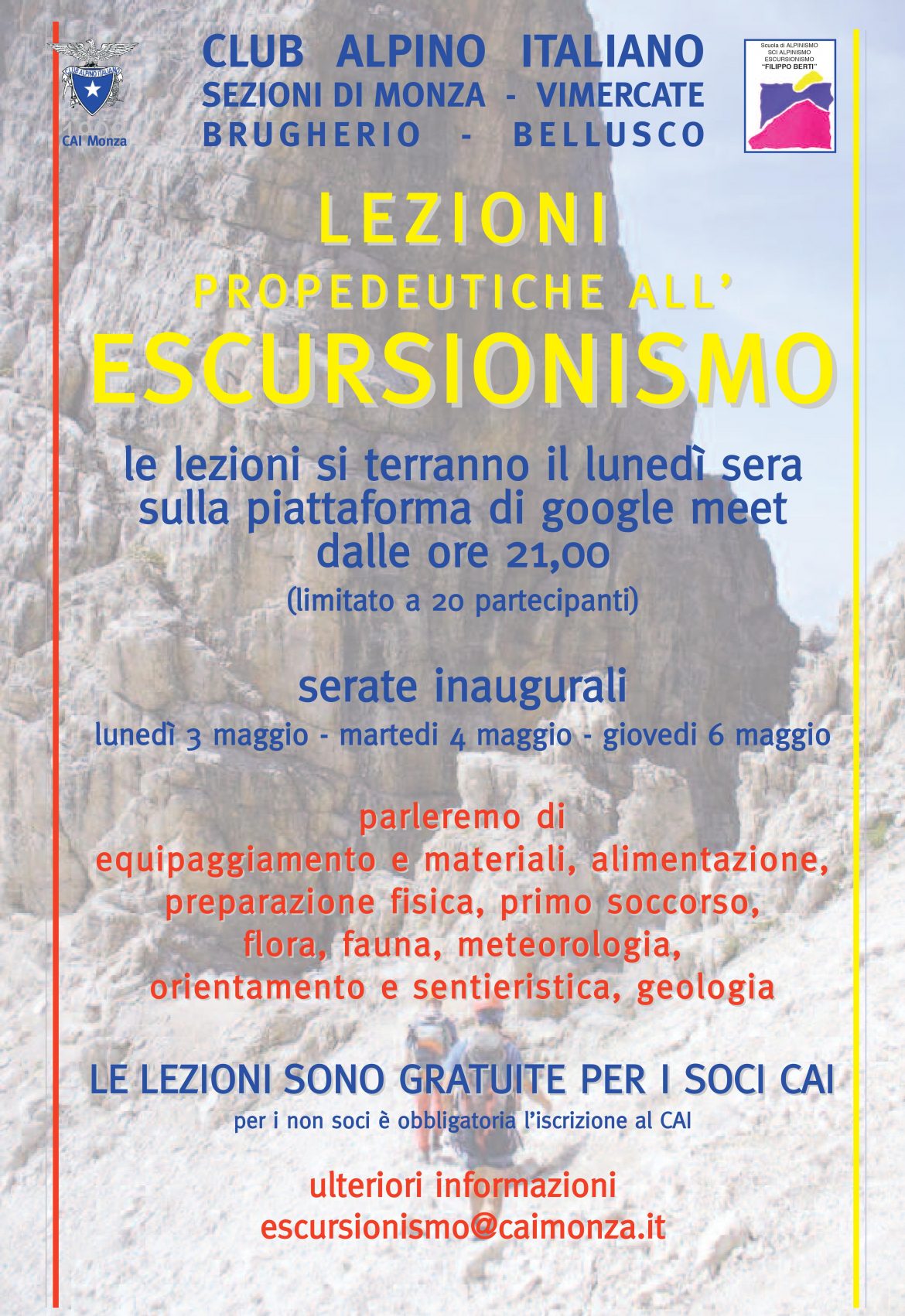 Lezione propedeutiche all’ESCURSIONISMO